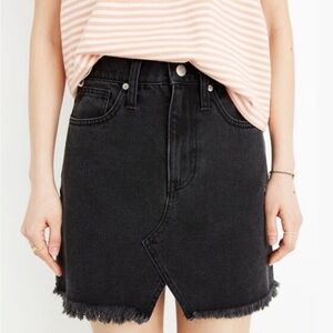 Madewell Rigid Denim A-Line Mini Skirt-Lunar Wash Black-Cutout Edition-Size 33